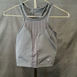 Alpha Prime Athletic Tank/Bra Black Racerback Mesh Detail Workout Activewear MED